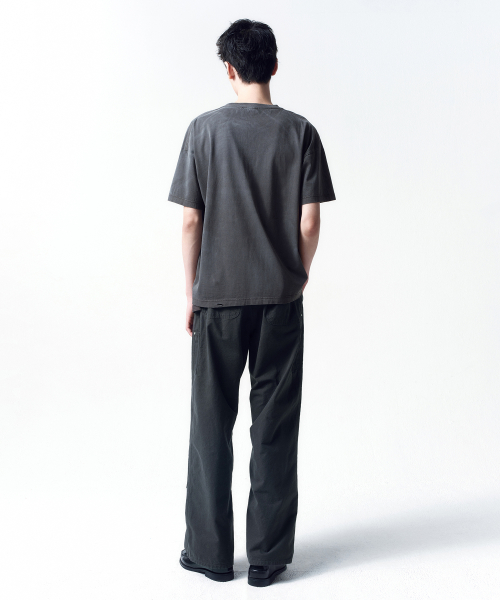Distressed Cropped Box Fit T-Shirt CHARCOAL