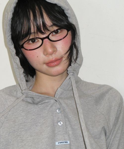 HOODED RAGLAN OVER FIT LONG SLEEVE GREY