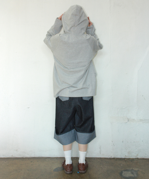 HOODED RAGLAN OVER FIT LONG SLEEVE GREY