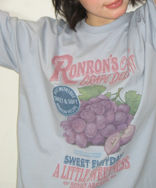 VINTAGE GRAPE OVER FIT T SHIRT SOFT BLUE