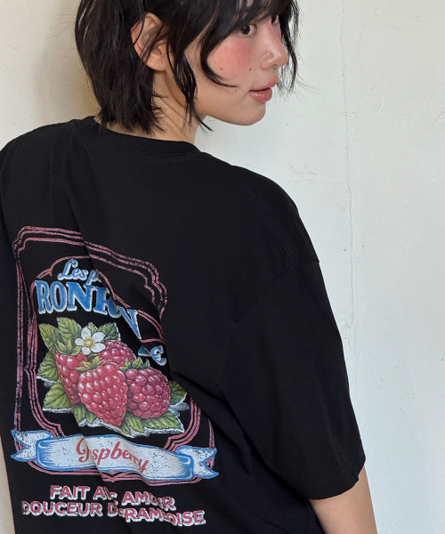 VINTAGE RASPBERRY OVER FIT T SHIRT BLACK