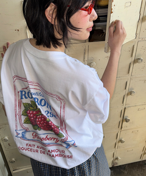 VINTAGE RASPBERRY OVER FIT T SHIRT WHITE