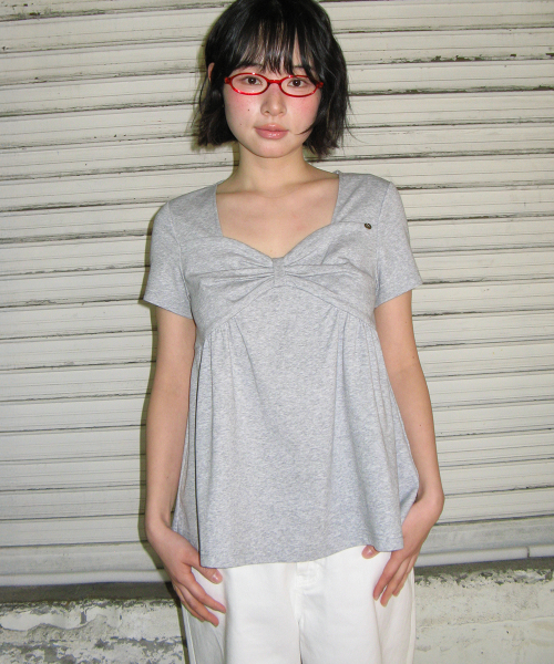 KNOT RIBBON A LINE T SHIRT GREY
