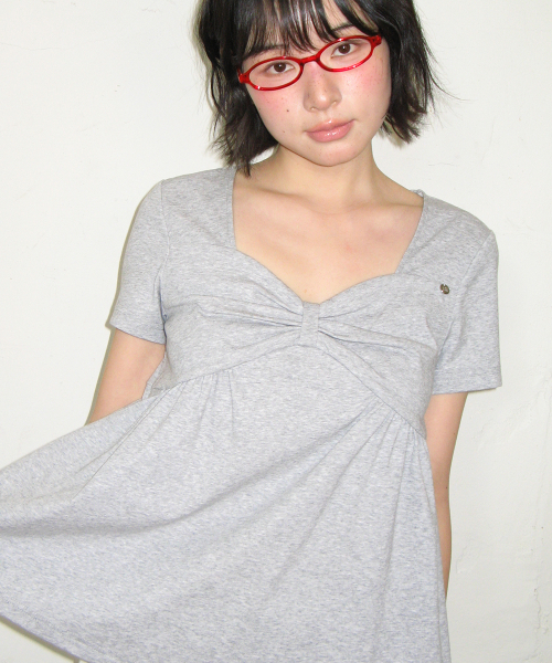 KNOT RIBBON A LINE T SHIRT GREY