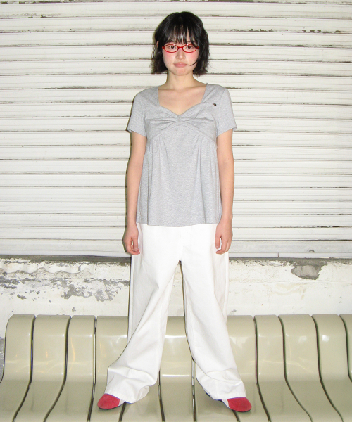 KNOT RIBBON A LINE T SHIRT GREY