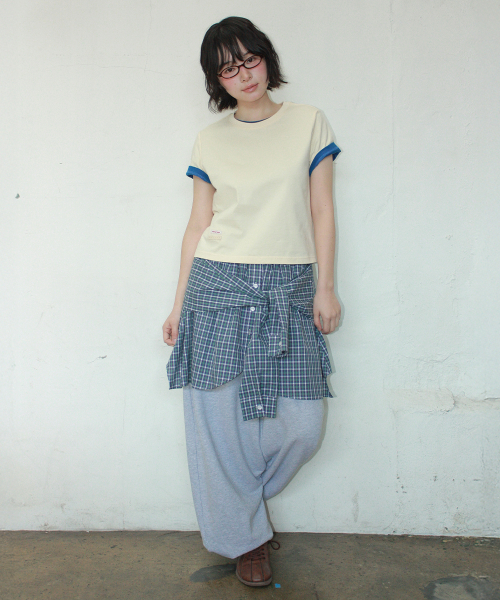 MINI LABEL CROP SHORT SLEEVE CREAM
