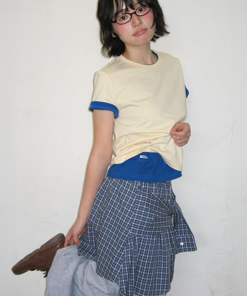 MINI LABEL CROP SHORT SLEEVE CREAM