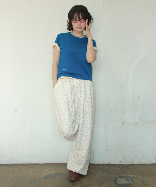 MINI LABEL CROP SHORT SLEEVE DEEP BLUE