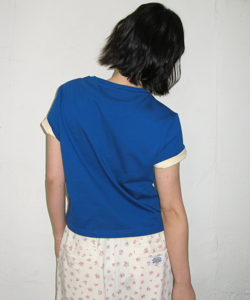 MINI LABEL CROP SHORT SLEEVE DEEP BLUE