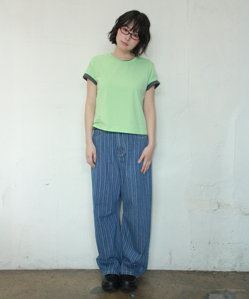MINI LABEL CROP SHORT SLEEVE LIME