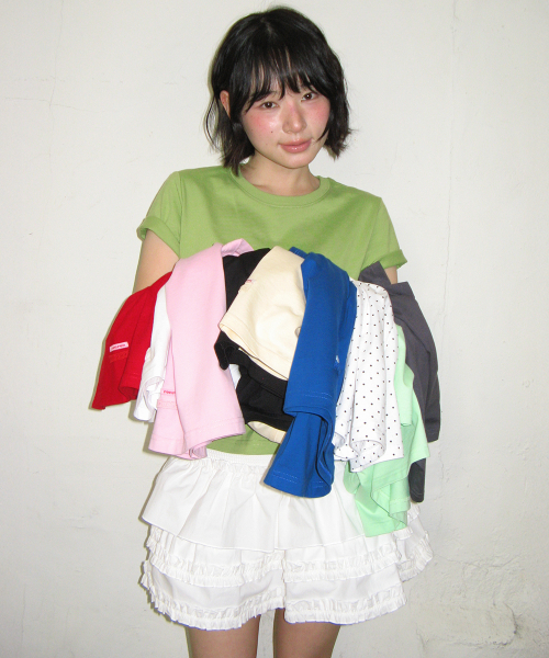MINI LABEL CROP SHORT SLEEVE OLIVE