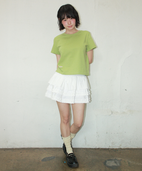 MINI LABEL CROP SHORT SLEEVE OLIVE