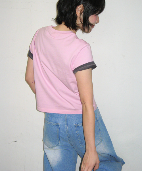 MINI LABEL CROP SHORT SLEEVE PINK