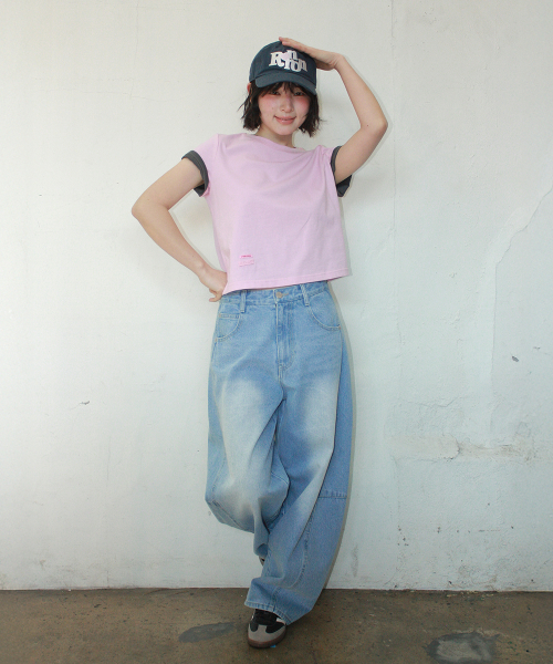 MINI LABEL CROP SHORT SLEEVE PINK