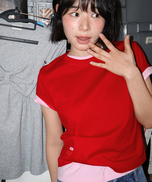MINI LABEL CROP SHORT SLEEVE PINK