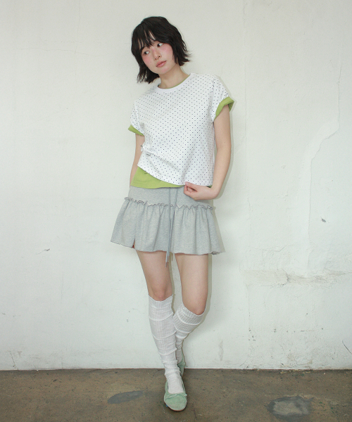 MINI LABEL CROP SHORT SLEEVE WHITE DOT