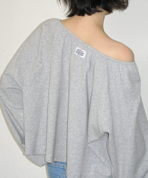 VOLUME SHIRRING BUTTON LONG SLEEVE GREY