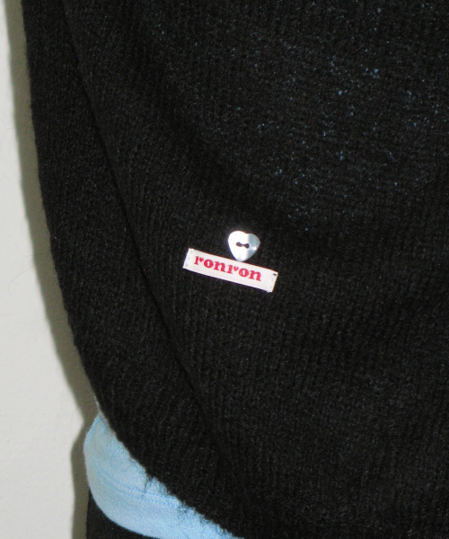 MINI LABEL DIAGONAL KNIT CARDIGAN BLACK