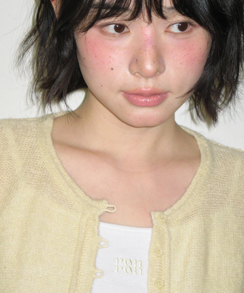 ROLLED EDGE CROP KNIT CARDIGAN BUTTER