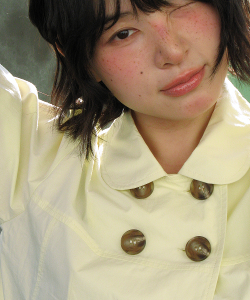 DOUBLE BUTTON PUFF SLEEVE JACKET SOFT YELLOW