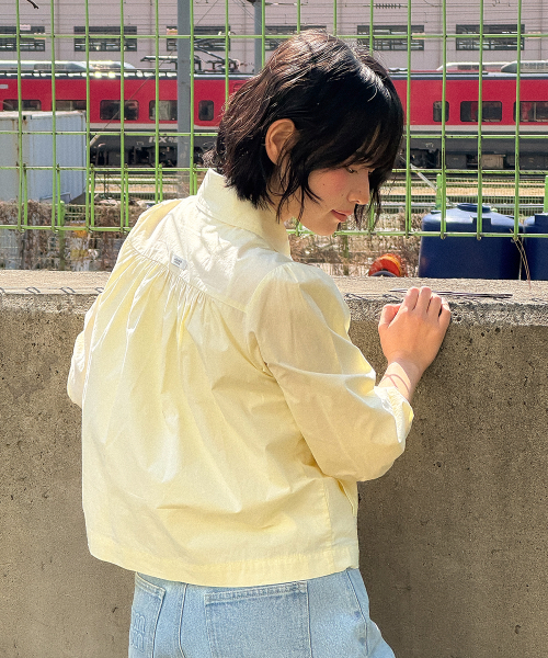 DOUBLE BUTTON PUFF SLEEVE JACKET SOFT YELLOW