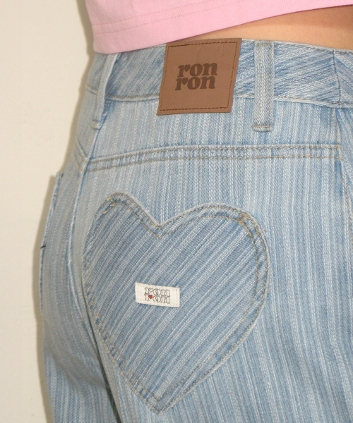 STRIPE DENIM WIDE PANTS LIGHT BLUE