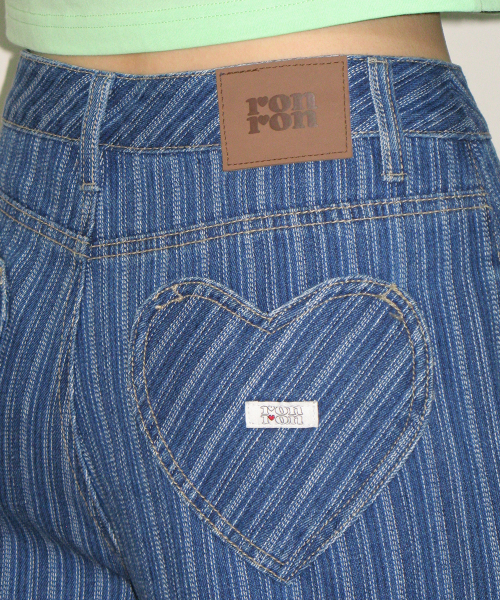 STRIPE DENIM WIDE PANTS MEDIUM BLUE