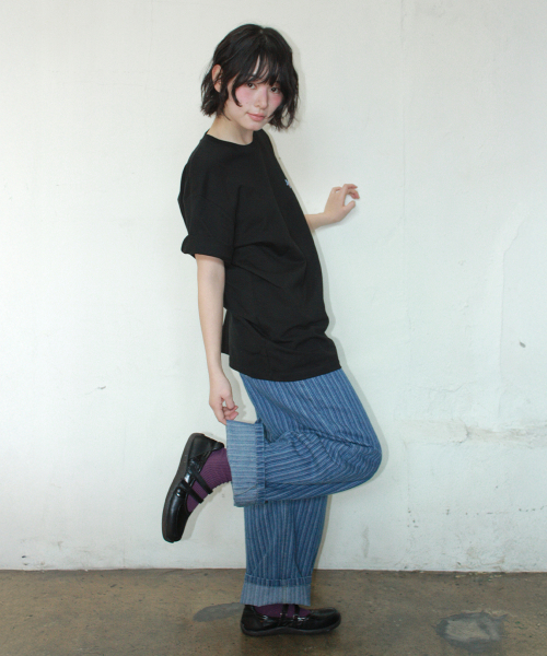 STRIPE DENIM WIDE PANTS MEDIUM BLUE