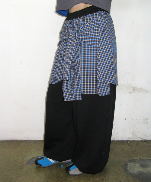 SHIRT LAYERED SWEAT PANTS BLACK
