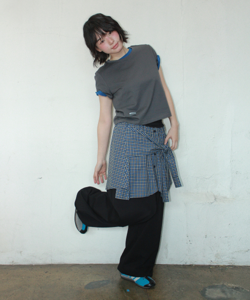 SHIRT LAYERED SWEAT PANTS BLACK