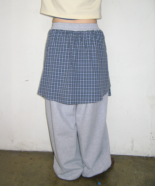 SHIRT LAYERED SWEAT PANTS GREY