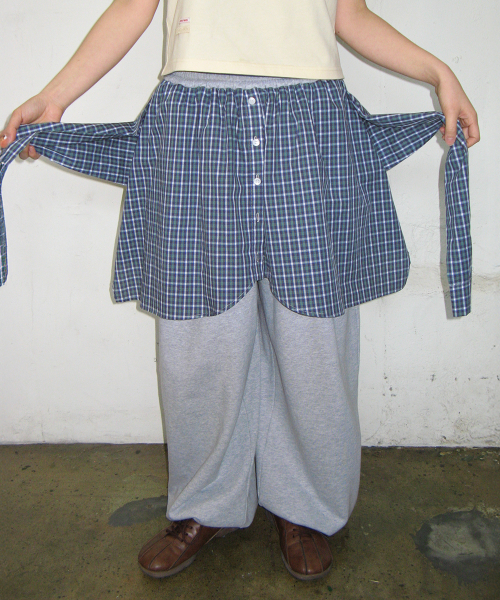 SHIRT LAYERED SWEAT PANTS GREY