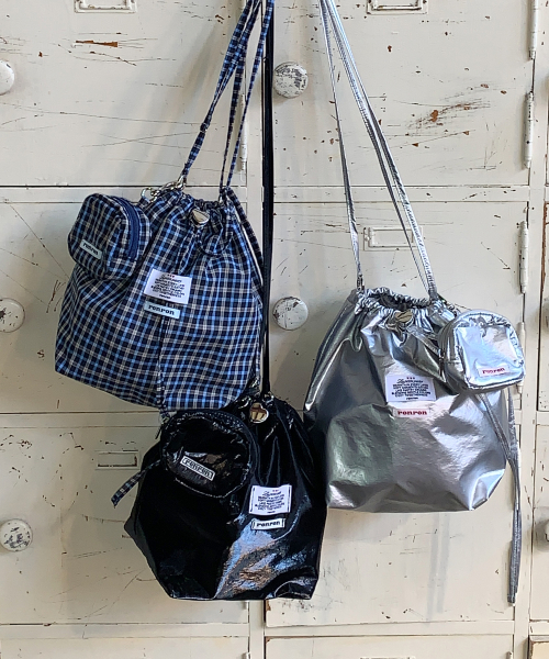 MINI BAG KEYRING SET DRAWSTRING BAG BLACK