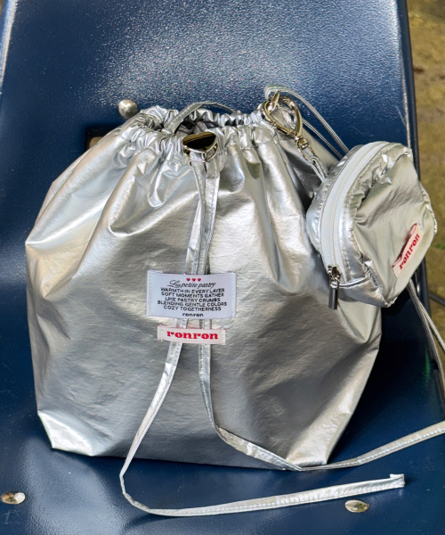 MINI BAG KEYRING SET DRAWSTRING BAG SILVER