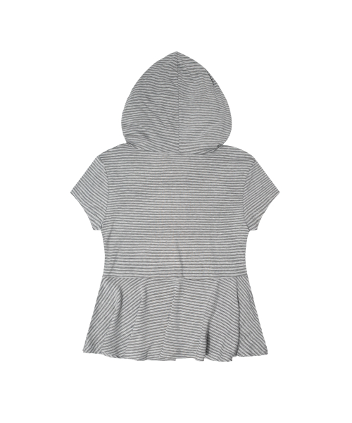 STRIPE HOOD FLARE TOP (GRAY) F26QB072