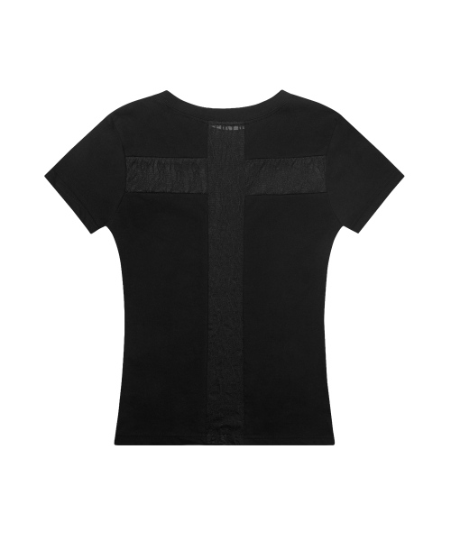 BACK CROSS TEE (BLACK) F26QB073