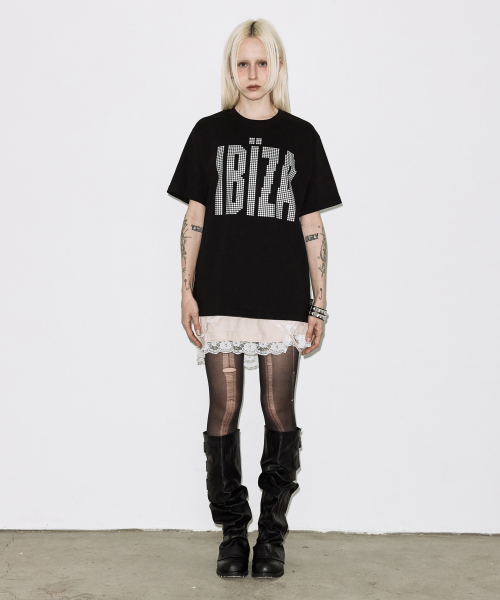 IBIZA RHINESTONE TEE (BLACK) F26QB401