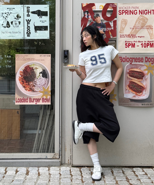 여성 95 크롭 티셔츠 4color