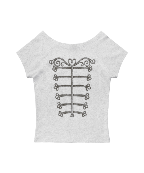 IMPERIAL BOATNECK TOP (WHITE MELANGE) F26QB082