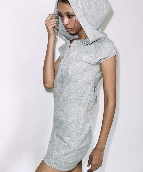 HOTFIX PUFF SLEEVE HOOD ONE-PIECE (GRAY) F26QD139