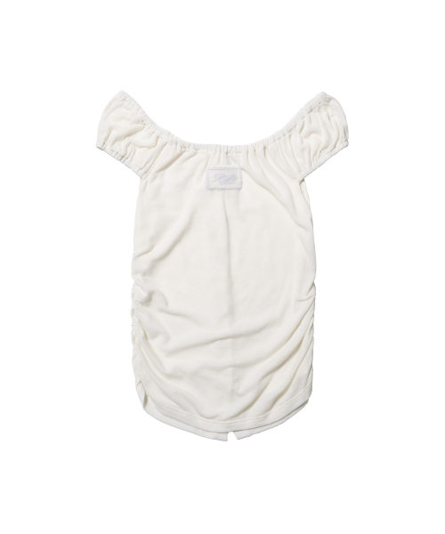 SOFT BUTTON OFF-SHOULDER TOP (IVORY) F26QB124