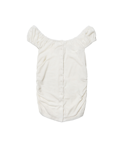 SOFT BUTTON OFF-SHOULDER TOP (IVORY) F26QB124