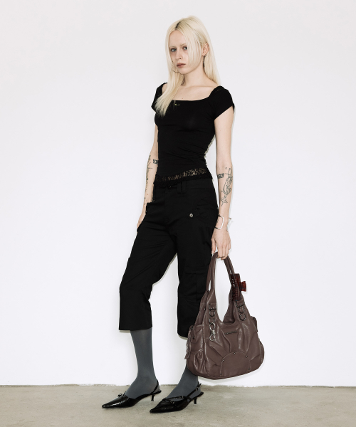 LACE SQUARE NECK TOP (BLACK) F26QB142
