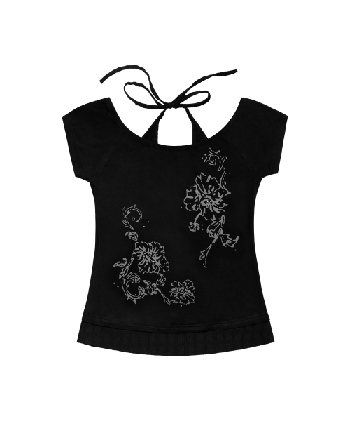 ROSY HALTER OFF-SHOULDER TOP (BLACK) F26QB136