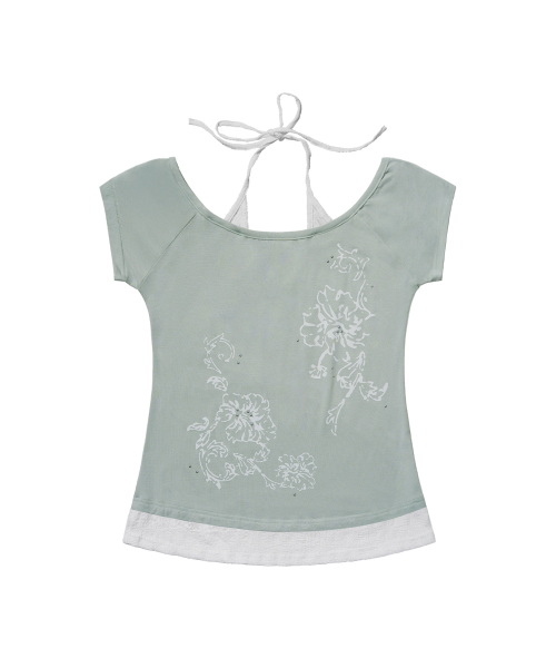 ROSY HALTER OFF-SHOULDER TOP (LIGHT MINT) F26QB136