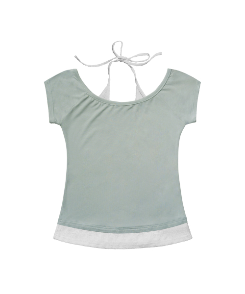 ROSY HALTER OFF-SHOULDER TOP (LIGHT MINT) F26QB136