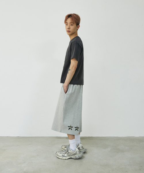 백 카모 스타 버뮤다 스웨트 쇼츠[그레이]