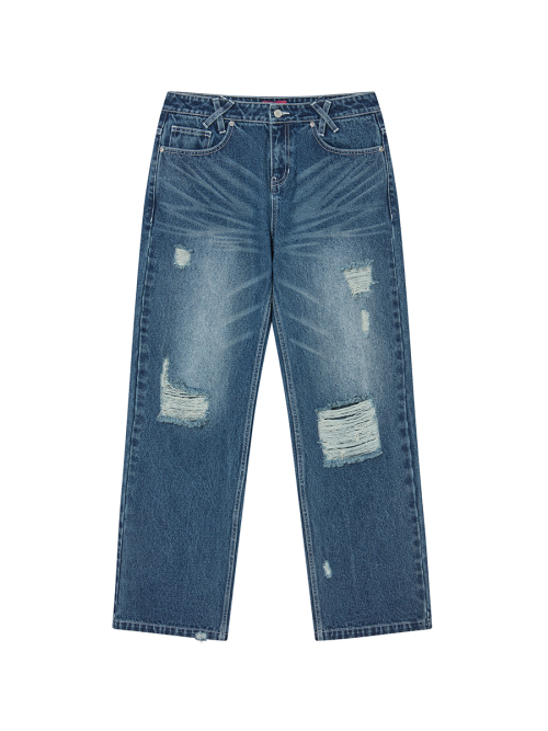 LOW DAMAGE DENIM PANTS BLUE