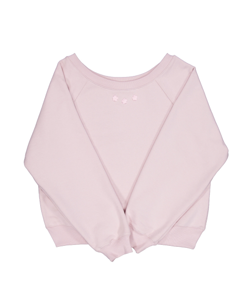 U-Neck Crochet Sweatshirt (Baby Pink)