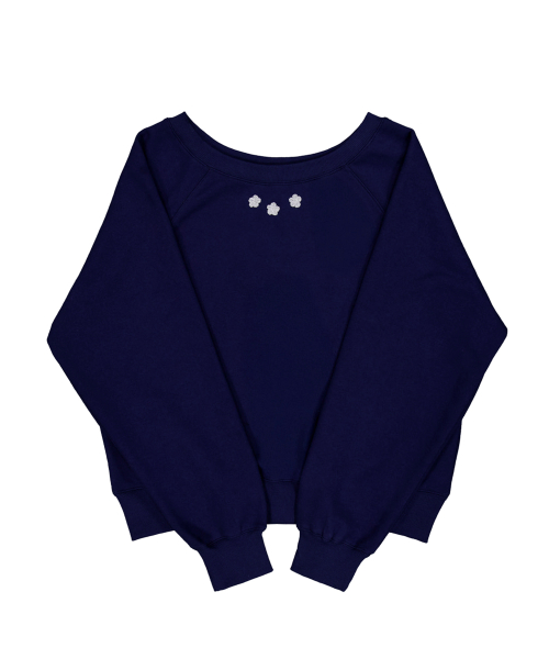 U-Neck Crochet Sweatshirt (Navy)